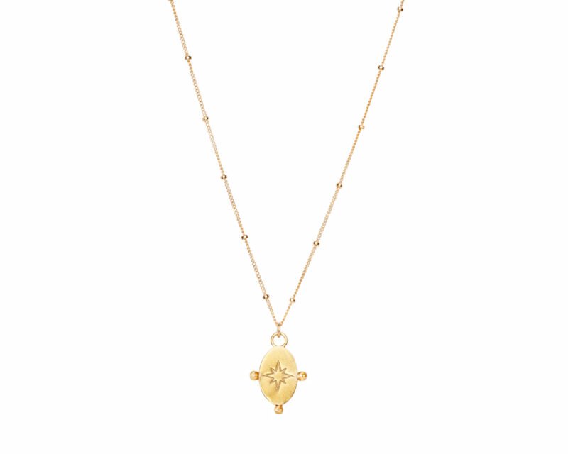 Cosmic-Morning-Star-necklace-gold-plated-925-silver-satellite-ball-chain.jpg Morning Star Kaulakoru – Kulta