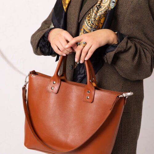MIGLE nahkainen olkalaukku – Vaalean ruskea