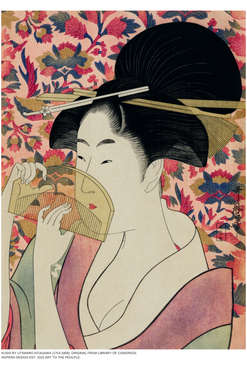 Premium Huppari "Kushi" by Utamaro Kitagawa