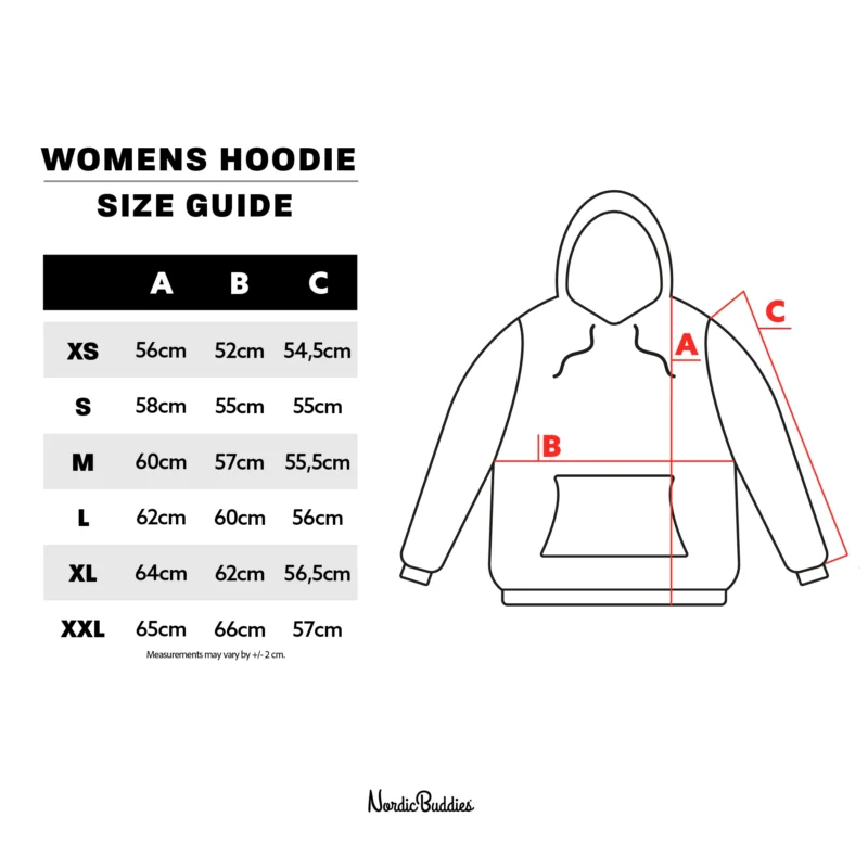 BYB_WOMENS_HOODIE_SIZE_CHART_77d62e34-0d20-4171-811e-26dd7acf1351 Muumipeikon Seikkailu Naisten Huppari – Vaaleanpunainen