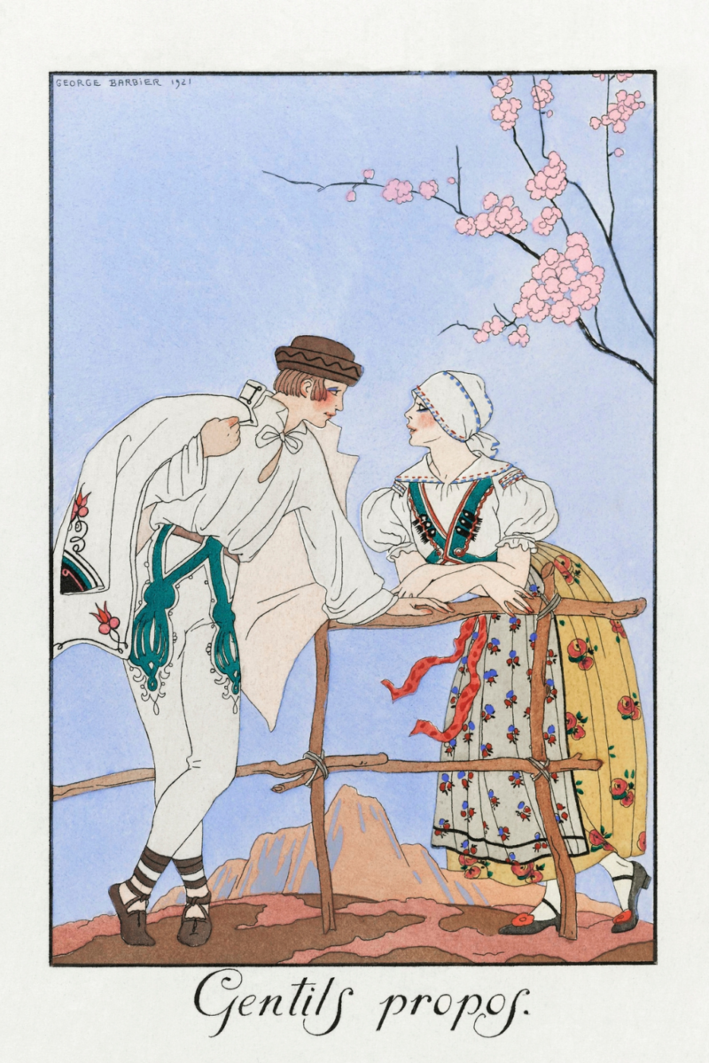 Premium T-paita "Gentils Propos" by George Barbier