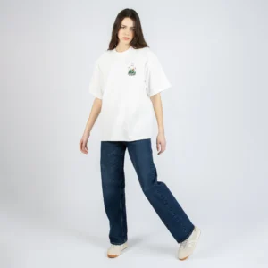 JUNG52AMODEL1 Muumi Viidakossa Premium T-paita – Valkoinen