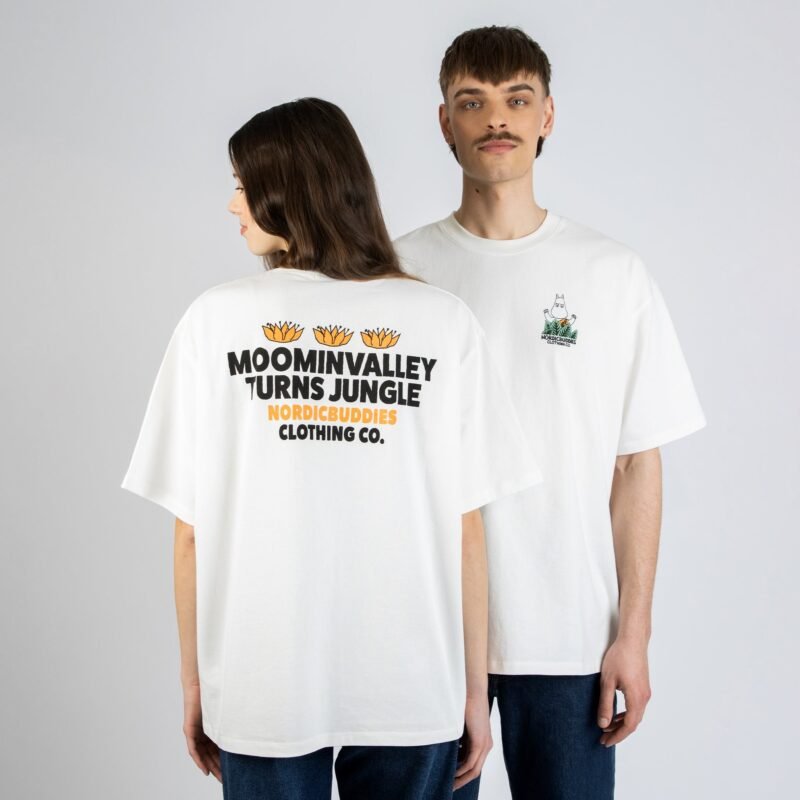 moomin-jungle-heavy-unisex-t-shirt-white-b8d35c76-2.jpg Muumi Viidakossa Premium T-paita – Valkoinen