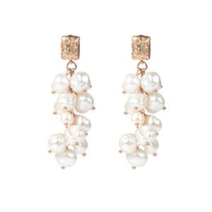 Festive Pearls Earrings - Rose Gold and Silver